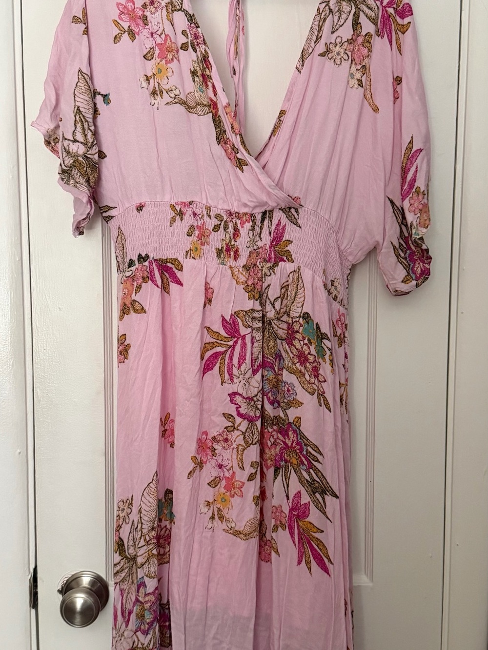 Chic Soul - Oddi - Pink Floral Wrap Maxi Dress